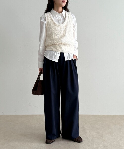 fredy emue(フレディエミュ)の「テープMIXニットベスト(ベスト・レディース・アイボリー/ライトグレー/ミント・38)」の6枚目の写真