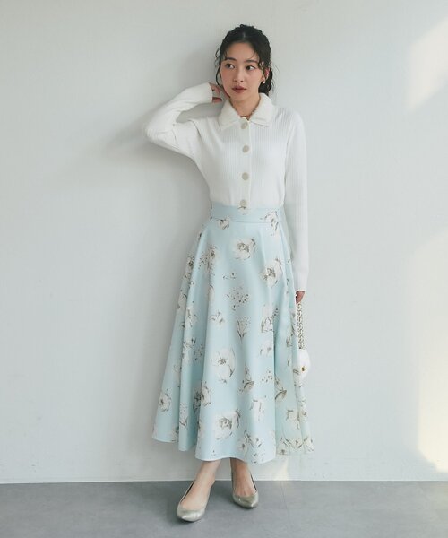 La boutique BonBon（ラブティックボンボン）の「【今すぐ届く！】シャギー衿リブニットカーディガン（カーディガン/ボレロ・レディース・ネイビー/サックスブルー/グレー/オフホワイト・FREE）」の8枚目の写真