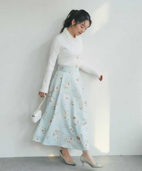 La boutique BonBon（ラブティックボンボン）の「【今すぐ届く！】シャギー衿リブニットカーディガン（カーディガン/ボレロ・レディース・ネイビー/サックスブルー/グレー/オフホワイト・FREE）」の9枚目の写真