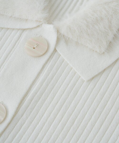 La boutique BonBon（ラブティックボンボン）の「【今すぐ届く！】シャギー衿リブニットカーディガン（カーディガン/ボレロ・レディース・ネイビー/サックスブルー/グレー/オフホワイト・FREE）」の12枚目の写真