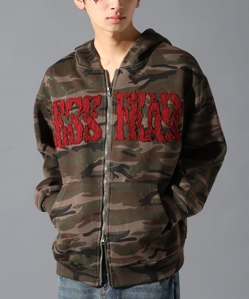 LAND MUSEUM(ランドミュージアム)の「LAND MUSEUM/ロゴカモフラジップパーカー(パーカー・メンズ・カーキ・MEDIUM/LARGE)」の1枚目の写真