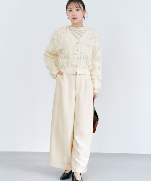 COHINA(コヒナ)の「フリンジジャカードショートカーディガン 【低身長・小柄女性】(カーディガン/ボレロ・レディース・ホワイト/グレー・ONE SIZE)」の9枚目の写真