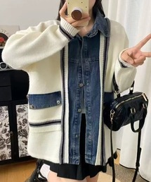 デニムドッキングニットカーディガン