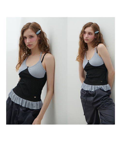HHIPS(ダブルヒップス)の「ドットホルターネック配色ナシトップ (スカイブルー+ブラック)(Tシャツ/カットソー・レディース・その他・FREE)」の8枚目の写真