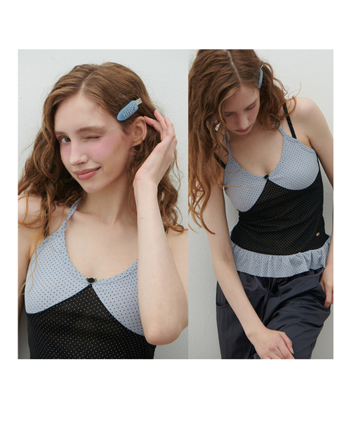 HHIPS(ダブルヒップス)の「ドットホルターネック配色ナシトップ (スカイブルー+ブラック)(Tシャツ/カットソー・レディース・その他・FREE)」の9枚目の写真