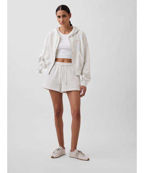 GAP(ギャップ)の「ヴィンテージソフト フレンチテリー SAKURA GAPロゴ オーバーサイズ ジップアップパーカー(パーカー・レディース・ホワイト/ピンク・XS/XXS/XL/L/M/S)」の6枚目の写真
