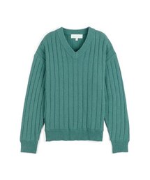コットンブークレVネックニットジェイドグリーンSEKT003J.GREEN