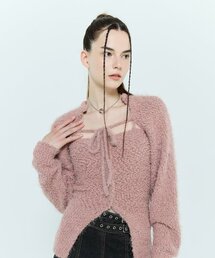 L6 BOLERO & BUSTIER KNIT SET(PINK)