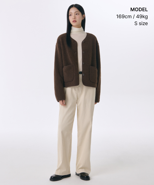 MUSINSA STANDARD WOMAN（ムシンサスタンダードウーマン）の「ウィメンズフリースカラーリスジャケット[ブラウン]（その他アウター・レディース・その他・L/M）」の2枚目の写真