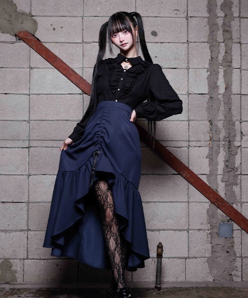 NIBBLE POISON(ニブルポイズン)の「ハートチャームフリルブラウス(シャツ/ブラウス・レディース・ブラック/ピンク/ホワイト・MEDIUM)」の9枚目の写真