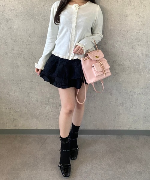 Mejoul（メジュール）の「【2026春夏新作】フラワーモチーフコンパクトフリルニットトップス（ニット/セーター・レディース・ライトグリーン/ホワイト/ピンク/イエロー・F）」の17枚目の写真