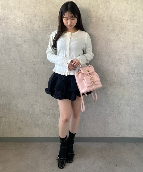 Mejoul（メジュール）の「【2026春夏新作】フラワーモチーフコンパクトフリルニットトップス（ニット/セーター・レディース・ライトグリーン/ホワイト/ピンク/イエロー・F）」の18枚目の写真