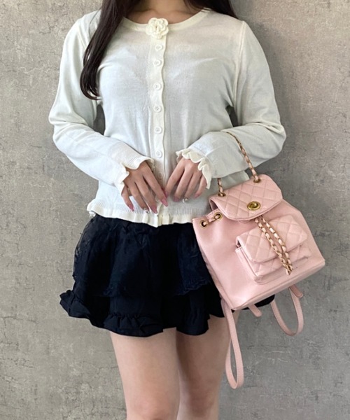 Mejoul（メジュール）の「【2026春夏新作】フラワーモチーフコンパクトフリルニットトップス（ニット/セーター・レディース・ライトグリーン/ホワイト/ピンク/イエロー・F）」の14枚目の写真