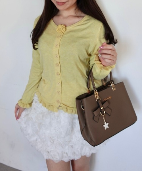 Mejoul（メジュール）の「【2026春夏新作】フラワーモチーフコンパクトフリルニットトップス（ニット/セーター・レディース・ライトグリーン/ホワイト/ピンク/イエロー・F）」の19枚目の写真