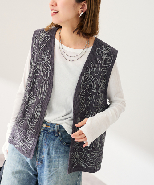 メッシュエンブロイダリーベスト（その他アウター）｜FRAMeWORK