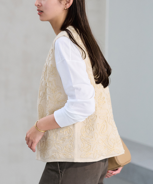 メッシュエンブロイダリーベスト（その他アウター）｜FRAMeWORK