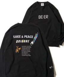 【YOIDORE】SAKE & PEACE フロント&バック刺繍MIX クルーネックスウェットプルオーバー