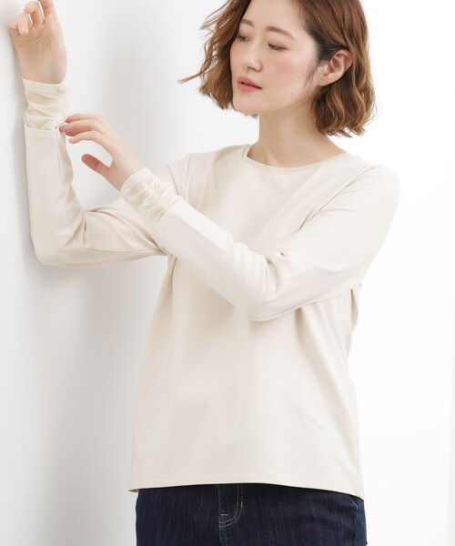 grove（グローブ）の「シアーレイヤードスリーブロンT（Tシャツ/カットソー・レディース・ブラック/ライトベージュ/オフホワイト・01/02/03/04/05）」の12枚目の写真