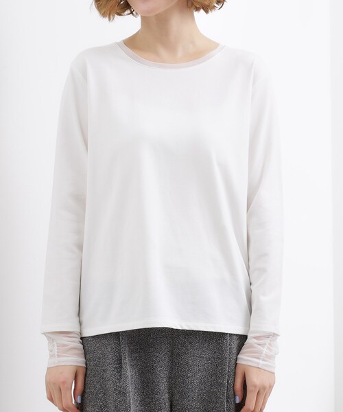 grove（グローブ）の「シアーレイヤードスリーブロンT（Tシャツ/カットソー・レディース・ブラック/ライトベージュ/オフホワイト・01/02/03/04/05）」の16枚目の写真