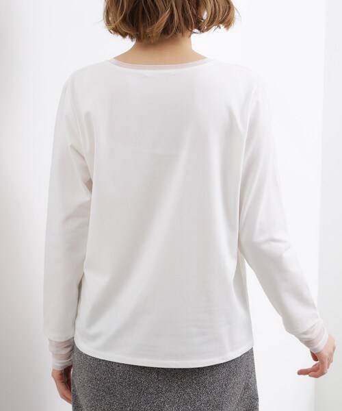 grove（グローブ）の「シアーレイヤードスリーブロンT（Tシャツ/カットソー・レディース・ブラック/ライトベージュ/オフホワイト・01/02/03/04/05）」の18枚目の写真