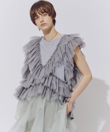 LA BELLE ETUDE | チュールギャザーフリルカットトップス(Tシャツ/カットソー)