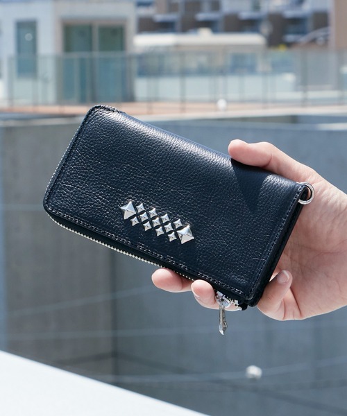CALEE(キャリー)の「CALEE/キャリー STUDS LEATHER ZIP MULTI LONG WALLET 財布 2026年春夏(財布・メンズ・ブラック・FREE)」の1枚目の写真