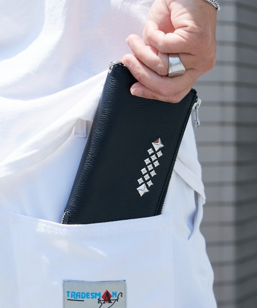 CALEE(キャリー)の「CALEE/キャリー STUDS LEATHER ZIP MULTI LONG WALLET 財布 2026年春夏(財布・メンズ・ブラック・FREE)」の4枚目の写真