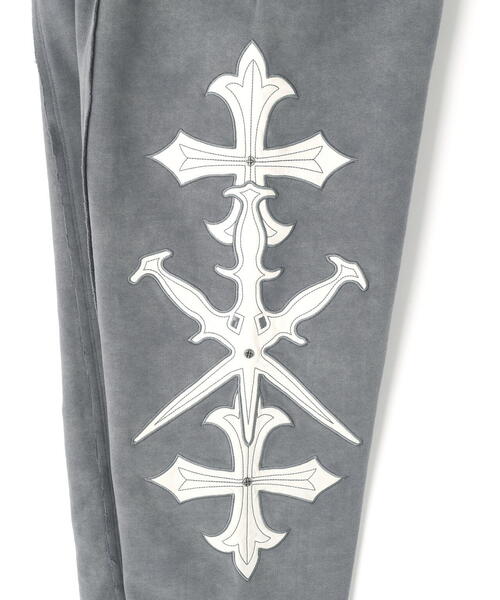 UNKNOWN LONDON(アンノウン・ロンドン)の「UNKNOWNLONDON/アンノウンロンドン/Dagger Cross Leather Patch Baggy Jogger Patns(スウェットパンツ・メンズ・ブラック/グレー・M/S/L)」の7枚目の写真