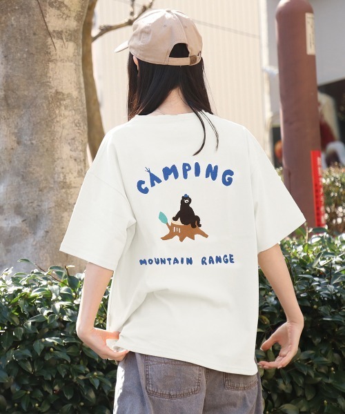 KRIFF MAYER Lady's Collection(クリフメイヤーレディースコレクション)の「【汗染み防止・撥水・吸水速乾・接触冷感】ウェットプロテクトゆるT(切り株)(Tシャツ/カットソー・レディース・ブラック/オフホワイト/カラフル/グレー・LARGE/MEDIUM/SMALL)」の2枚目の写真