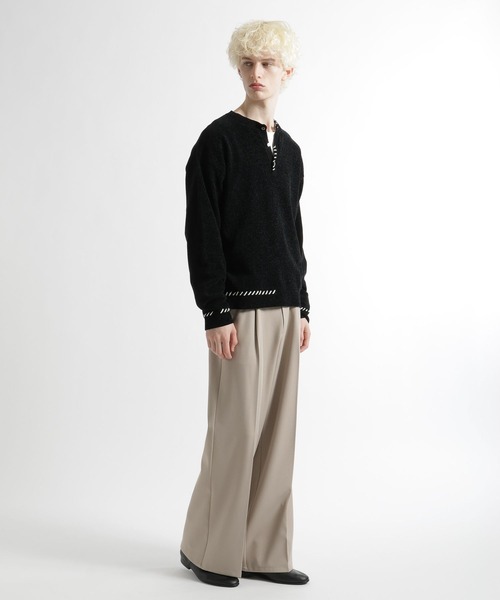 HARE(ハレ)の「ステッチヘンリーネックニットプルオーバー(HARE)(ニット/セーター・メンズ・グレー/ブルー/ブラック・FREE)」の4枚目の写真