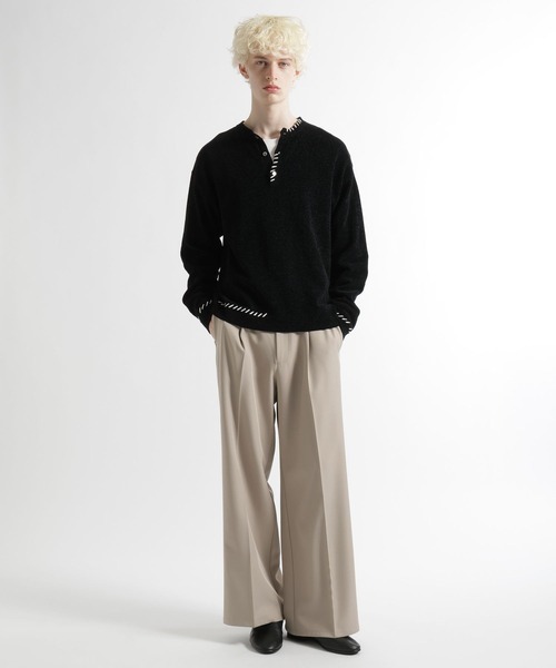 HARE(ハレ)の「ステッチヘンリーネックニットプルオーバー(HARE)(ニット/セーター・メンズ・グレー/ブルー/ブラック・FREE)」の6枚目の写真