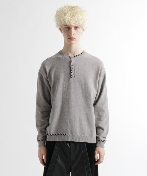 HARE(ハレ)の「ステッチヘンリーネックニットプルオーバー(HARE)(ニット/セーター・メンズ・グレー/ブルー/ブラック・FREE)」の21枚目の写真