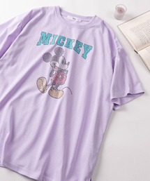 Disney（ディズニー）の「【71】【Disney/ディズニー】ミッキーマウス/ズートピア/ベイマックス/トイストーリー/スティッチ/くまのプーさん サガラ刺繍 ラインストーン クルーネックTシャツ/バックプリント/レディース（S）（Tシャツ/カットソー）」