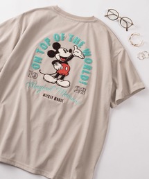 【71】【Disney/ディズニー】ミッキーマウス/ズートピア/ベイマックス/トイストーリー/スティッチ/くまのプーさん サガラ刺繍 ラインストーン クルーネックTシャツ/バックプリント/レディース(S)