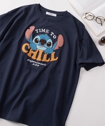 【71】【Disney/ディズニー】ミッキーマウス/ズートピア/ベイマックス/トイストーリー/スティッチ/くまのプーさん サガラ刺繍 ラインストーン クルーネックTシャツ/バックプリント/レディース（S）