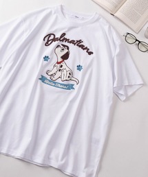 【71】【Disney/ディズニー】ミッキーマウス/ズートピア/ベイマックス/トイストーリー/スティッチ/くまのプーさん サガラ刺繍 ラインストーン クルーネックTシャツ/バックプリント/レディース(S)