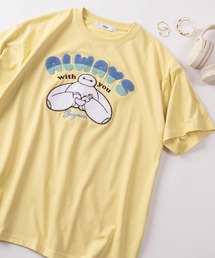 Disney（ディズニー）の「【71】【Disney/ディズニー】ミッキーマウス/ズートピア/ベイマックス/トイストーリー/スティッチ/くまのプーさん サガラ刺繍 ラインストーン クルーネックTシャツ/バックプリント/レディース（S）（Tシャツ/カットソー）」