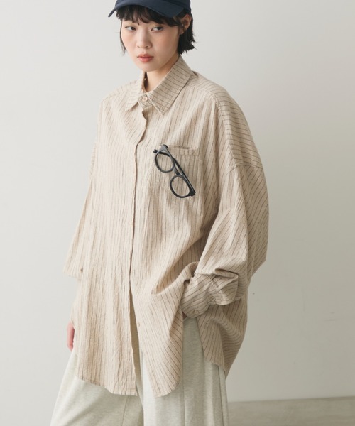 full/fill.(フルフィル)の「natural over shirt / ナチュラルオーバーシャツ(シャツ/ブラウス・レディース・ピンク/ホワイト/ベージュ/ブルー/アイボリー/ブラック/ブラウン・FREE)」の6枚目の写真
