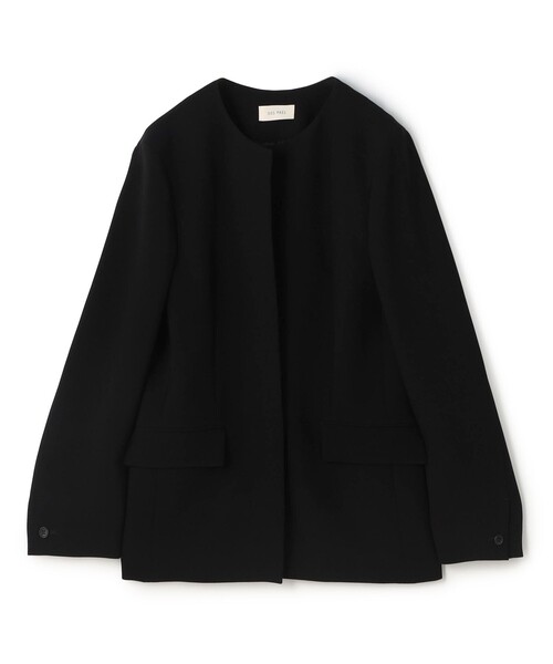 DES PRES（デ・プレ）の「ライトダブルクロス ノーカラージャケット（ノーカラージャケット・レディース・ネイビー/ホワイト/ブラック・34/36）」の3枚目の写真