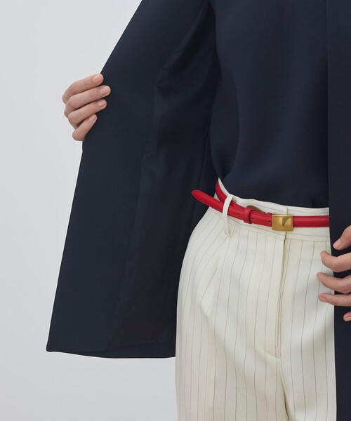 DES PRES（デ・プレ）の「ライトダブルクロス ノーカラージャケット（ノーカラージャケット・レディース・ネイビー/ホワイト/ブラック・34/36）」の8枚目の写真