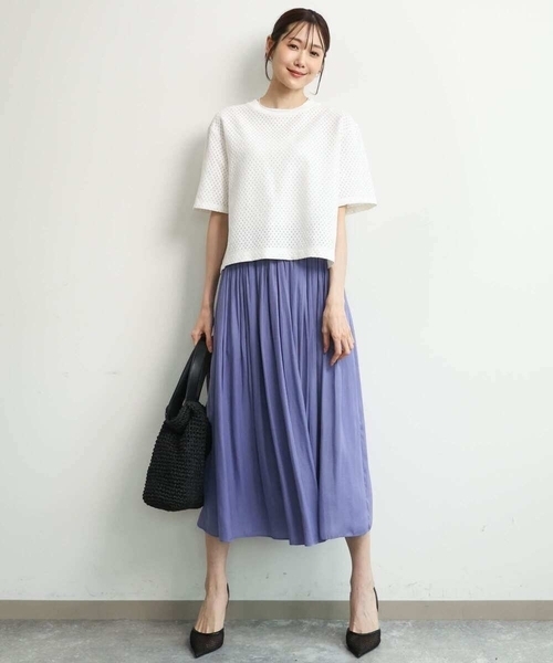 MK MICHEL KLEIN（エムケーミッシェルクラン）の「[瞬美シリーズ/UVカット/洗える]サテンプリーツスカート（スカート・レディース・パープル/ベージュ/ダークグレー・38）」の20枚目の写真