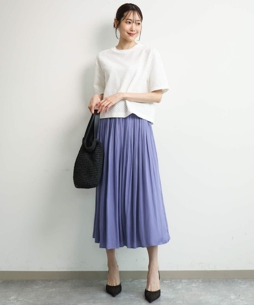 MK MICHEL KLEIN（エムケーミッシェルクラン）の「[瞬美シリーズ/UVカット/洗える]サテンプリーツスカート（スカート・レディース・パープル/ベージュ/ダークグレー・38）」の19枚目の写真
