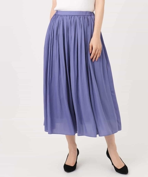 MK MICHEL KLEIN（エムケーミッシェルクラン）の「[瞬美シリーズ/UVカット/洗える]サテンプリーツスカート（スカート・レディース・パープル/ベージュ/ダークグレー・38）」の10枚目の写真