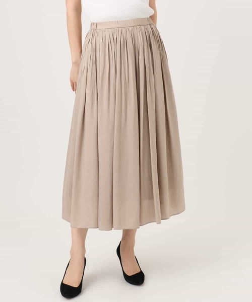 MK MICHEL KLEIN（エムケーミッシェルクラン）の「[瞬美シリーズ/UVカット/洗える]サテンプリーツスカート（スカート・レディース・パープル/ベージュ/ダークグレー・38）」の8枚目の写真