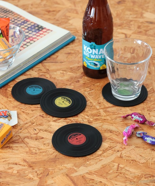 BAYFLOW(ベイフロー)の「レコードコースター4P(キッチンツール・レディース・ブラック・0)」の1枚目の写真