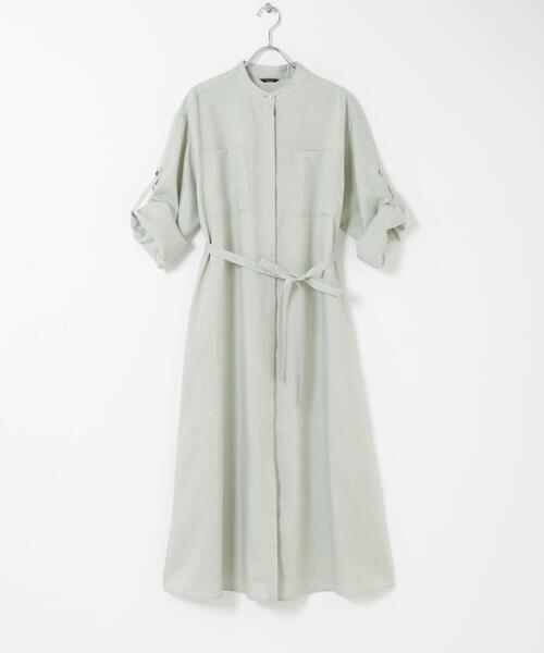 URBAN RESEARCH ROSSO WOMEN（アーバンリサーチ　ロッソ）の「ウォッシャブルリネンライクシャツワンピース（ワンピース・レディース・ネイビー/ミント/ライトベージュ・FREE）」の14枚目の写真