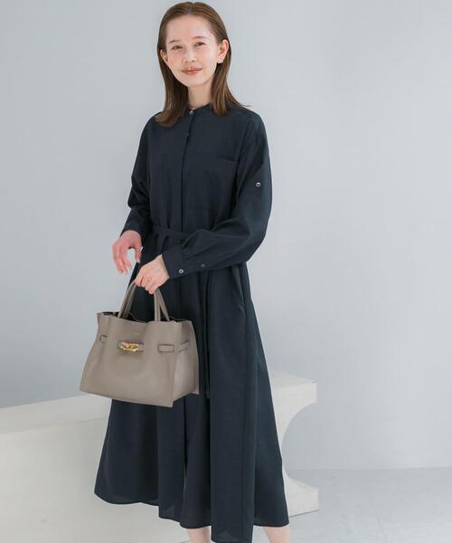 URBAN RESEARCH ROSSO WOMEN（アーバンリサーチ　ロッソ）の「ウォッシャブルリネンライクシャツワンピース（ワンピース・レディース・ネイビー/ミント/ライトベージュ・FREE）」の7枚目の写真
