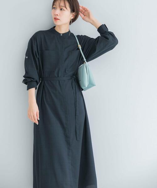 URBAN RESEARCH ROSSO WOMEN（アーバンリサーチ　ロッソ）の「ウォッシャブルリネンライクシャツワンピース（ワンピース・レディース・ネイビー/ミント/ライトベージュ・FREE）」の9枚目の写真