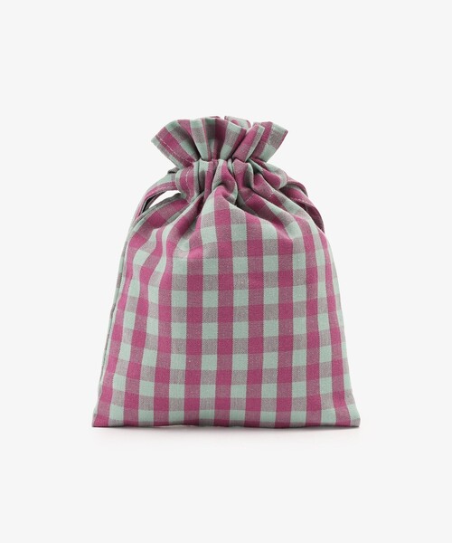 Afternoon Tea（アフタヌーンティー）の「ギンガムチェック巾着ポーチ（ポーチ・レディース・パープル・ONE SIZE）」の2枚目の写真
