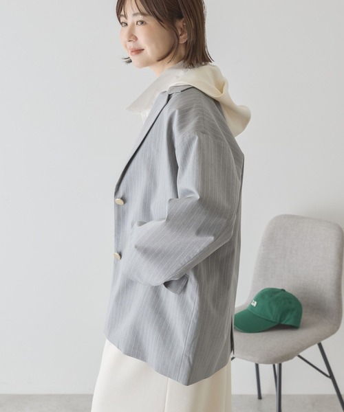 AMERICAN HOLIC（アメリカンホリック）の「オーバーサイズテーラージャケット（テーラードジャケット・レディース・グレー系その他2/ネイビー・FREE）」の9枚目の写真